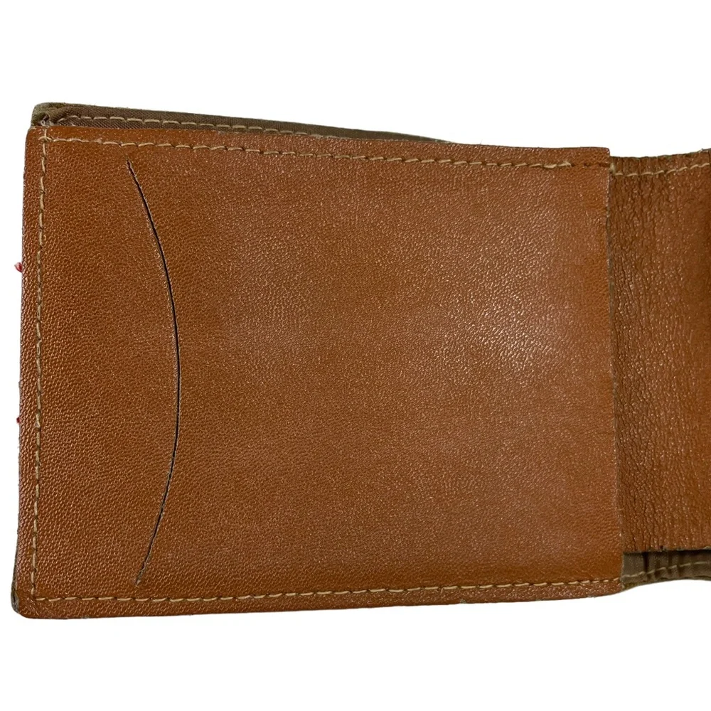 Vintage Genuine Leather Mens Wallet Single Bill Fold Snap Closure Change Pocket
